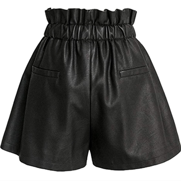 MD Faux Leather Black High-Waisted Shorts - Picture 2 of 7